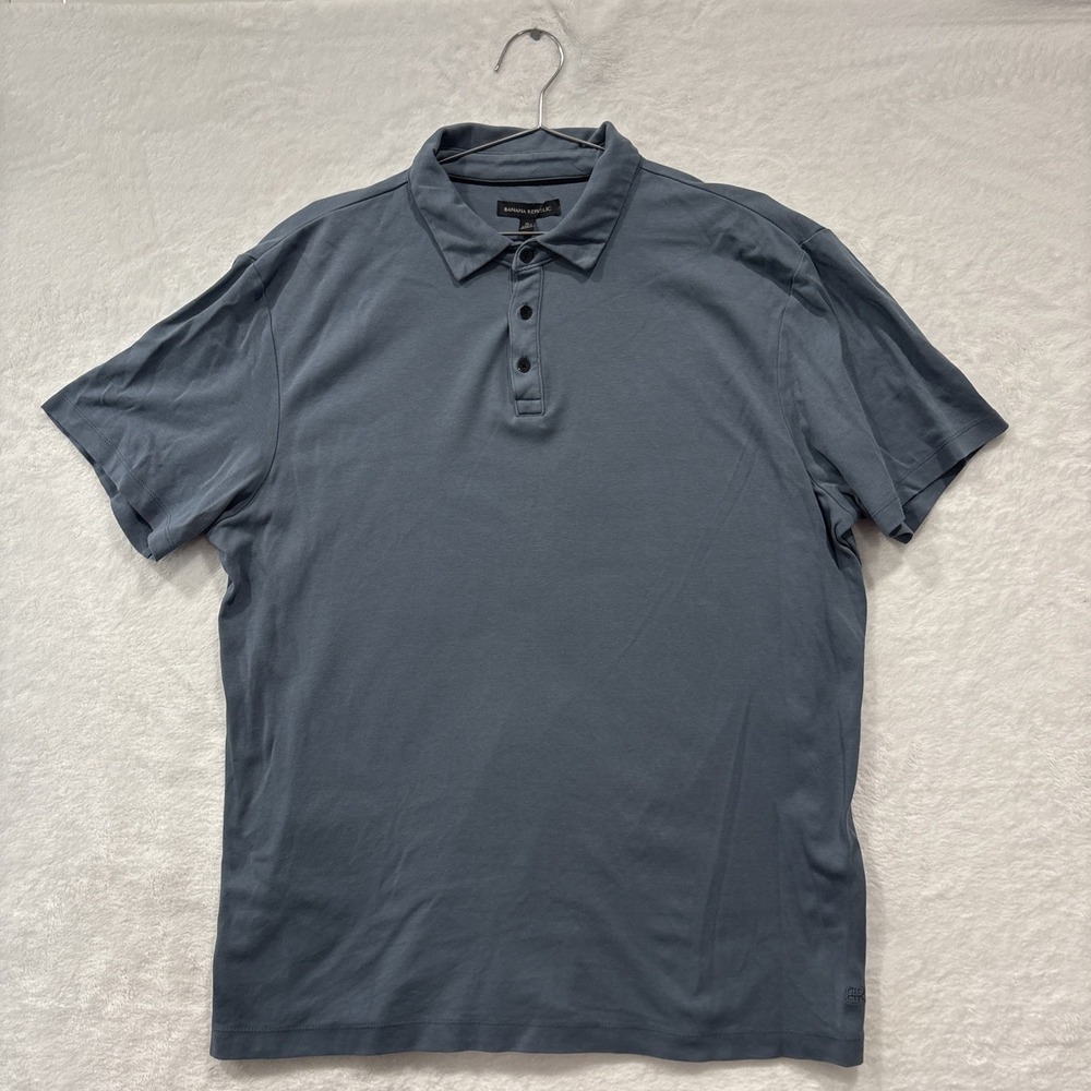 Banana Republic Luxury Touch Polo Shirt Mens XL Short Sleeve Steel Blue Golf